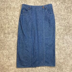 Vintage Bushwacker USA‎ Denim Maxi Full Wrap Skirt Blue Denim Size 14